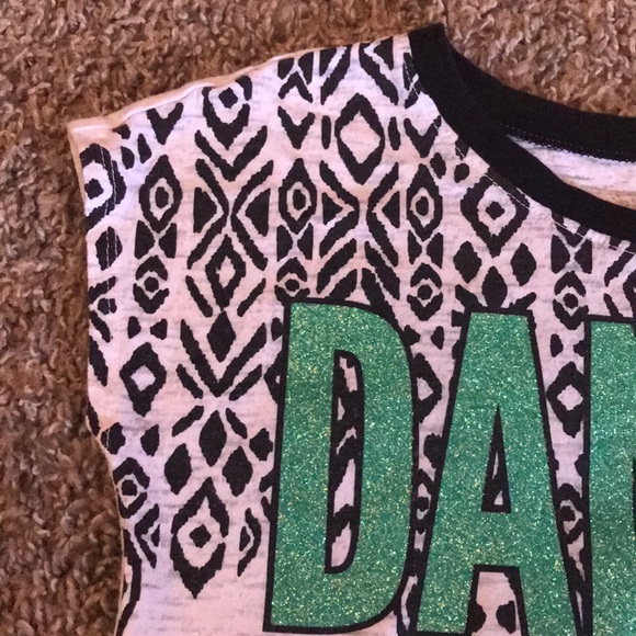 Justice White Black Short Sleeve Top “Dance” - Picture 3 of 4